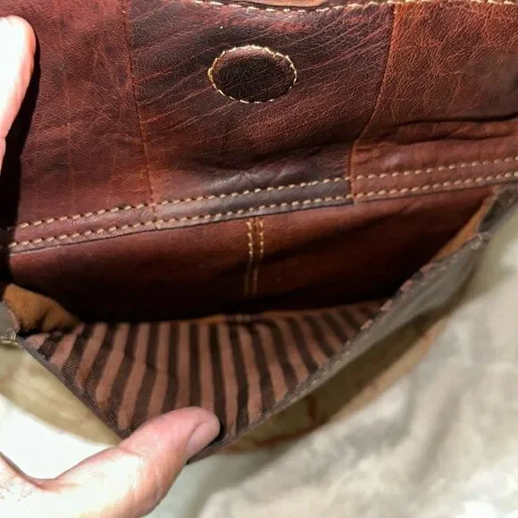 Rare Jack Georges Medium Brown Genuine Leather Vintage Messenger Crossbody Bag